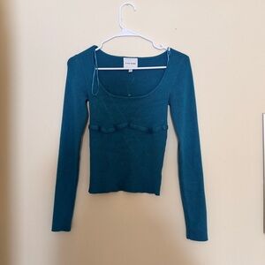 Pink Rose Teal Long Sleeve Top